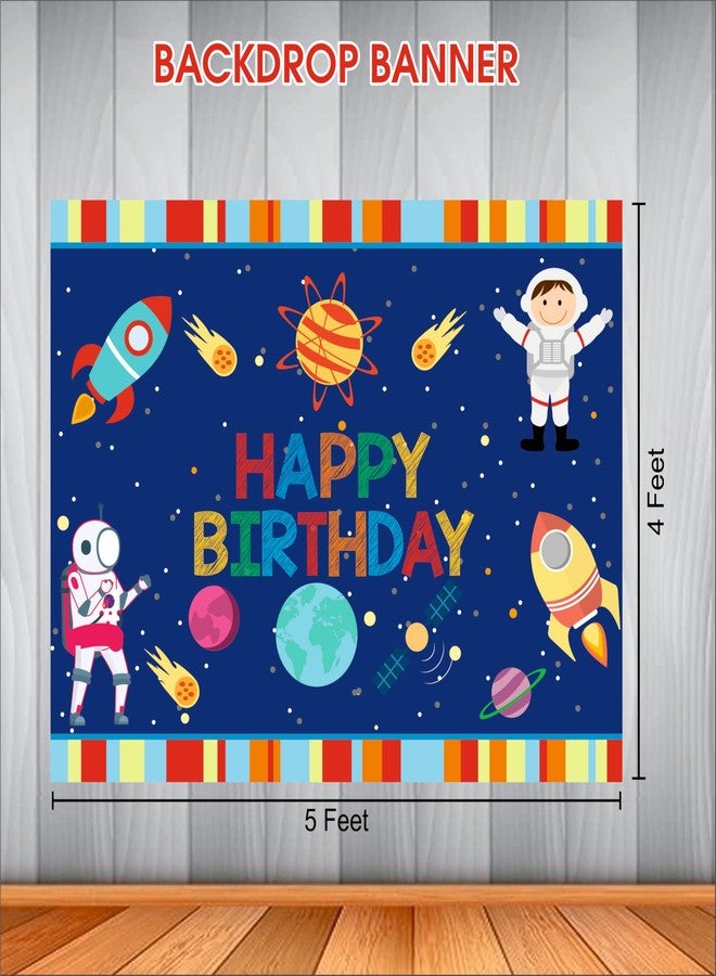 Party Baazaar Space Birthday Backdrop 5x4 Ft | Backdrops for Decoration | Birthday Decoration Backdrop | Banner for Kids Theme Party - Image 3